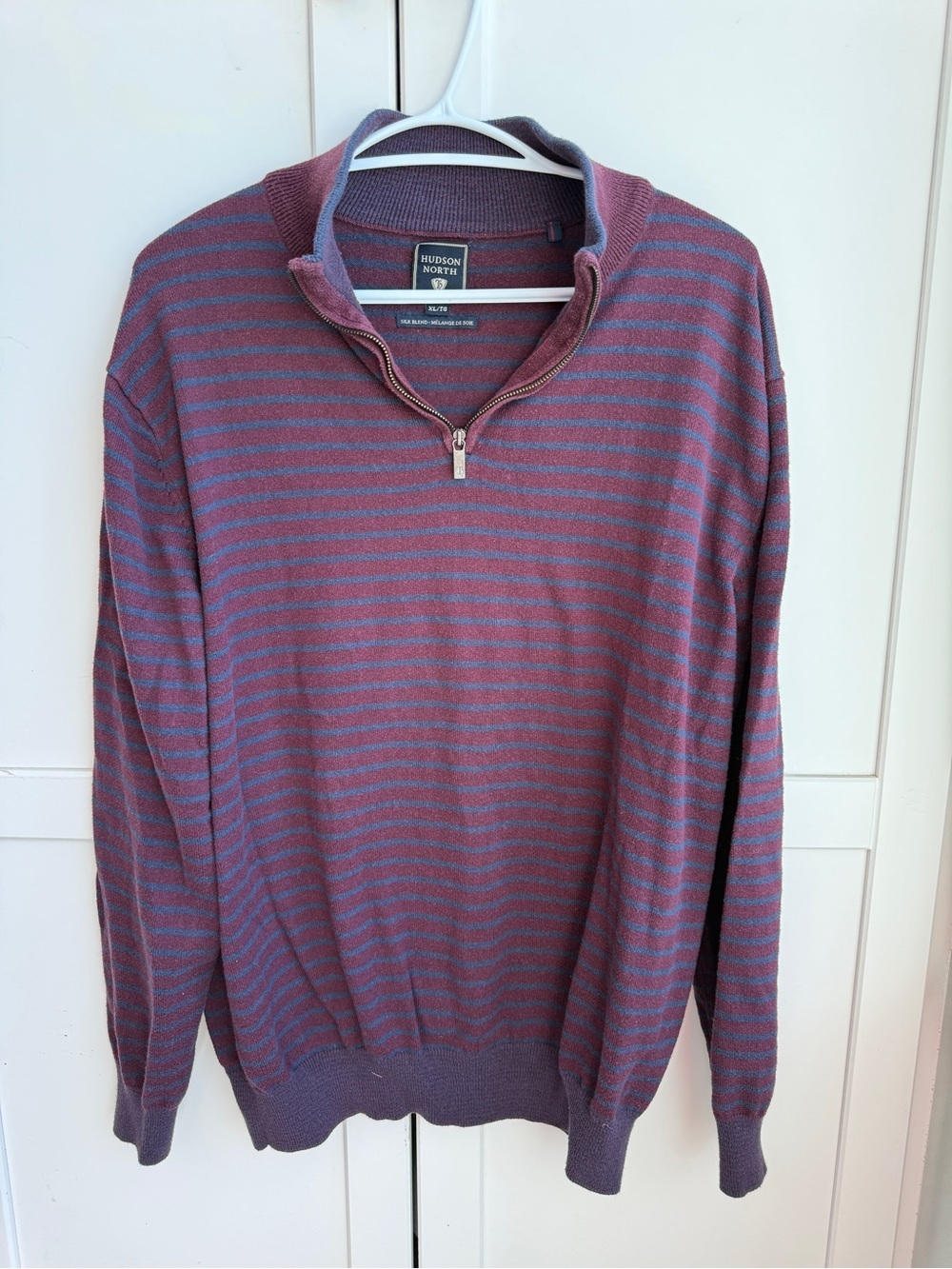 Hudson North Men’s XL Silk Blend Striped Quarter Zip Grandpacore